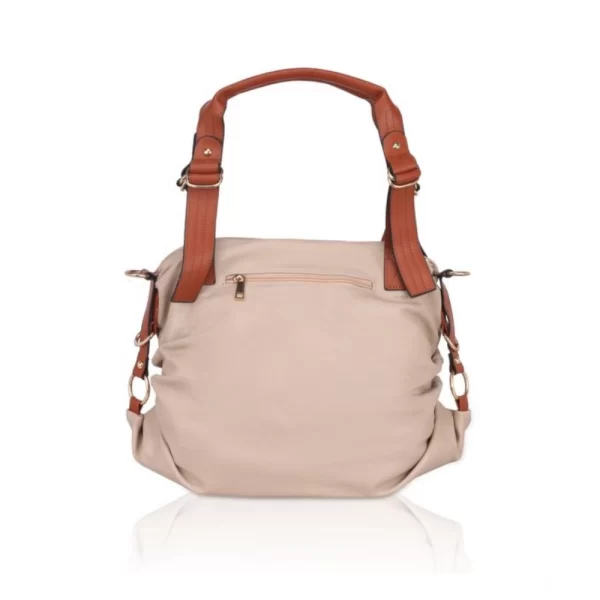 Women's Faux Leather Solid Tote Bag (Grey)