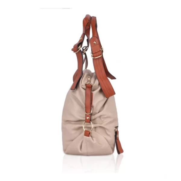 Women's Faux Leather Solid Tote Bag (Grey)