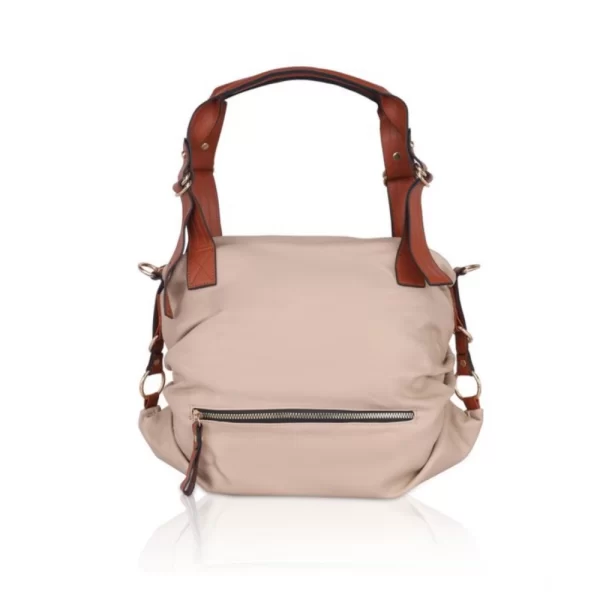 Women's Faux Leather Solid Tote Bag (Grey)