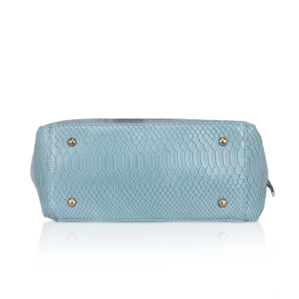 Generic Women's Faux Leather Textured Tote Bag (Blue)