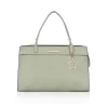 Women's Faux Leather Textured Adjustable Long Belt Handbag (Green)