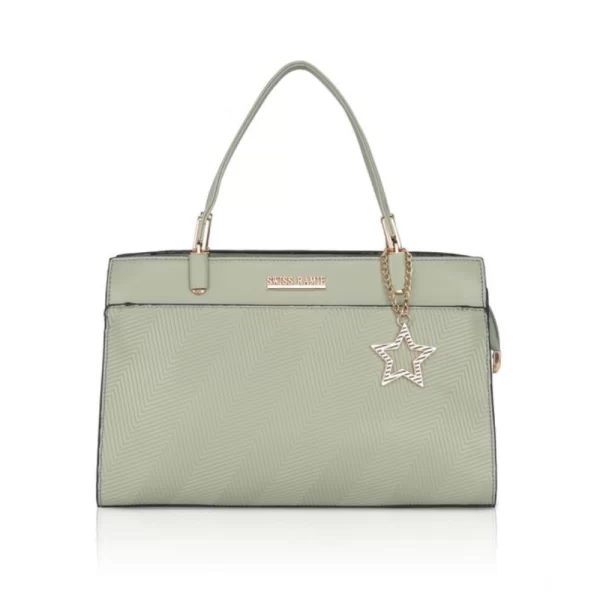 Women's Faux Leather Textured Adjustable Long Belt Handbag (Green)