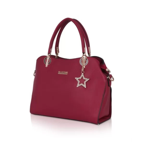 Women's Faux Leather Solid Handbag (Maroon)
