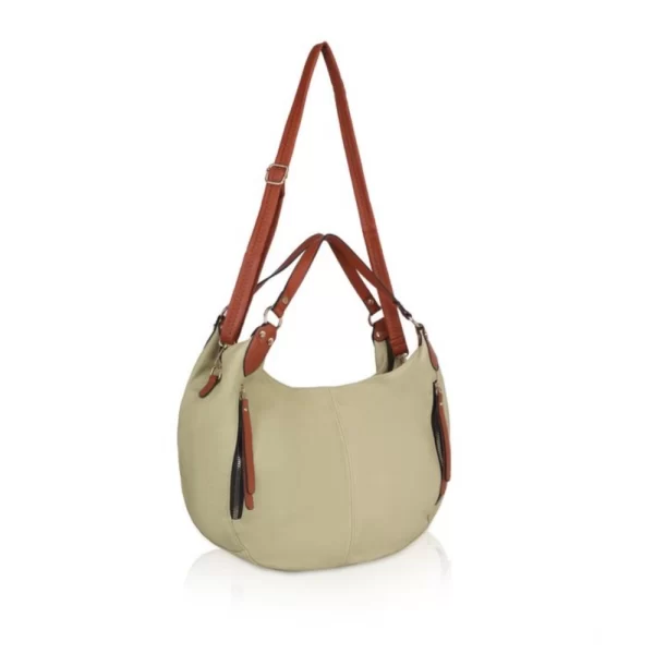 Generic Women's Faux Leather Solid Tote Bag (Beige)