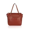 Women's Faux Leather Textured Tote Bag (Brown)