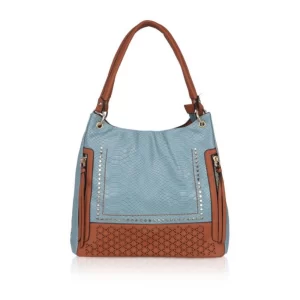 Generic Women’s Faux Leather Textured Tote Bag (Grey)