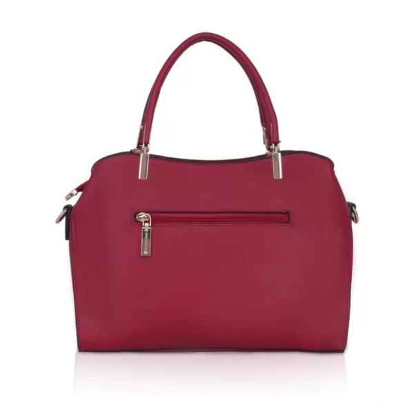 Women's Faux Leather Solid Handbag (Maroon)