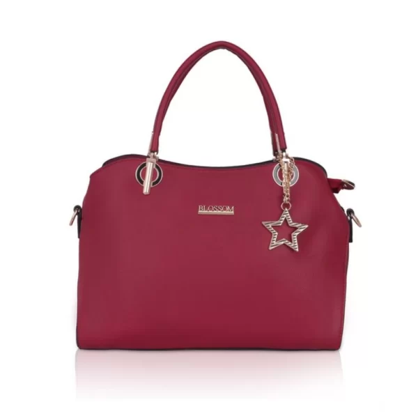 Women's Faux Leather Solid Handbag (Maroon)