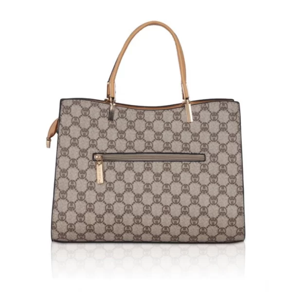 Women's Faux Leather Printed Handbag (Camel)