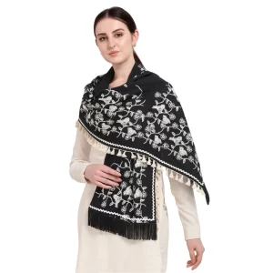 Generic Women’s Cotton Embroidered Dupatta (Black, Length: 0.5 to 1 Mtr)