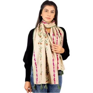 Generic Women’s Cotton Opaque Stole (Beige, Length: 1.5 to 2 Mtr)