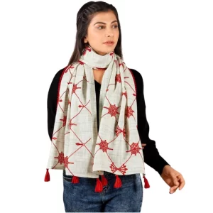 Generic Women’s Cotton Opaque Stole (White, Length: 1.5 to 2 Mtr)