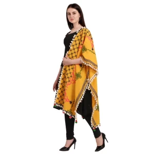 Generic Women’s Cotton Embroidered Dupatta (Mustuard, Length: 1.5 to 2 Mtr)