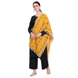 Generic Women’s Cotton Embroidered Dupatta (Mustuard, Length: 0.5 to 1 Mtr)
