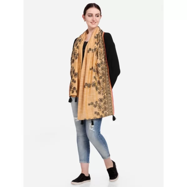 Women's Cotton Opaque Stole (Orange, Length: 1.5 to 2 Mtr)