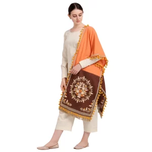 Generic Women’s Cotton Embroidered Dupatta (Peach, Length: 1.5 to 2 Mtr)