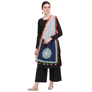 Generic Women’s Cotton Embroidered Dupatta (Navyblue, Length: 0.5 to 1 Mtr)