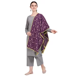 Generic Women’s Cotton Embroidered Dupatta (Purple, Length: 0.5 to 1 Mtr)