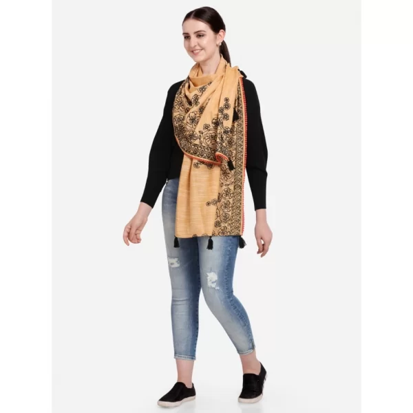 Women's Cotton Opaque Stole (Orange, Length: 1.5 to 2 Mtr)