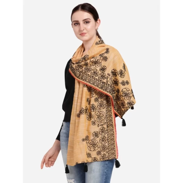 Women's Cotton Opaque Stole (Orange, Length: 1.5 to 2 Mtr)