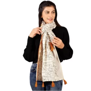 Generic Women’s Cotton Opaque Stole (Offwhite , Length: 1.5 to 2 Mtr)