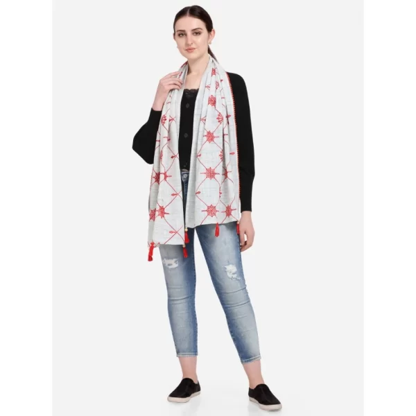 Women's Cotton Opaque Stole (White, Length: 1.5 to 2 Mtr)