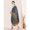 Women's Cotton Embroidered Dupatta (Turquoise, Length: 0.5 to 1 Mtr)