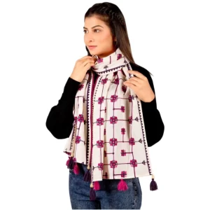 Generic Women’s Cotton Opaque Stole (White, Length: 1.5 to 2 Mtr)