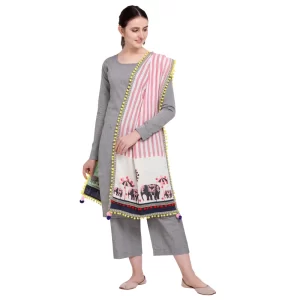 Generic Women’s Cotton Embroidered Dupatta (Off White, Length: 1.5 to 2 Mtr)