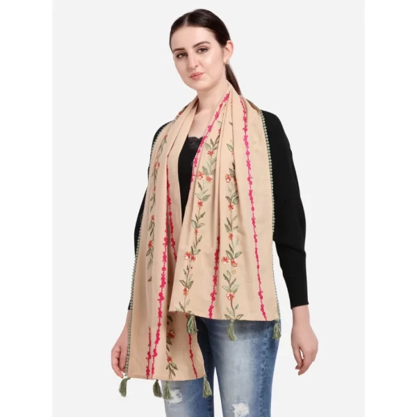 Women's Cotton Opaque Stole (Beige, Length: 1.5 to 2 Mtr)