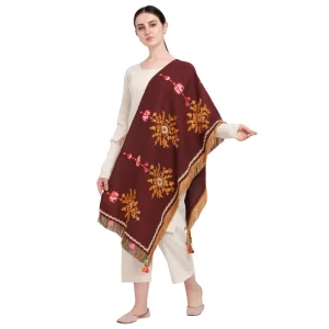 Generic Women’s Cotton Embroidered Dupatta (Maroon, Length: 1.5 to 2 Mtr)