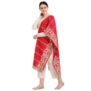 Generic Women’s Cotton Embroidered Dupatta (Red, Length: 1.5 to 2 Mtr)