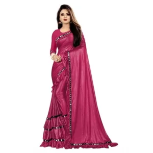 Women’s Malai Lining Solid Saree With Unstitched Blouse (Maroon, 5.5 Mtr)
