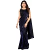 Women's Lycra Floral Saree With Unstitched Blouse (Blue, 5.5 Mtr)