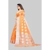 Generic Women's Cotton Silk Floral Saree With Unstitched Blouse (Orange, 5.5 Mtr)