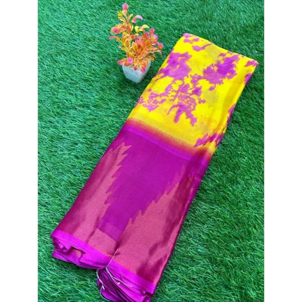 Women's Chiffon Printed Saree With Unstitched Blouse (Pink, 5-5 Mtrs)