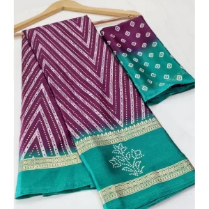 Women’s Cotton Printed Saree With Unstitched Blouse (Magenta, 5-5 Mtrs)