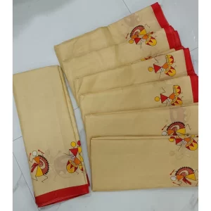 Women’s Cotton Silk Printed Saree With Unstitched Blouse (Red, 5-5 Mtrs)