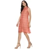Women's Polyester Printed Sleeveless Above Knee Dress (Orange)