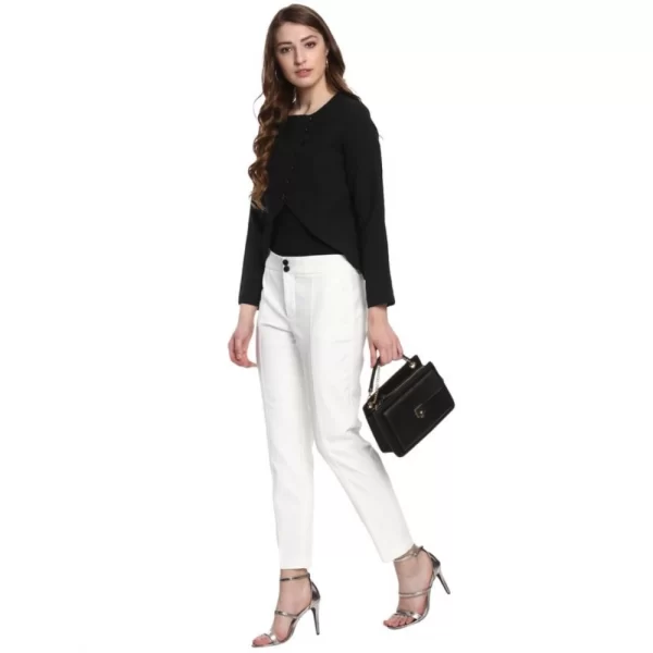 Women's Polyester Diagonal Cut Long Sleeves Blazer (Black)