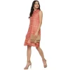 Women's Polyester Printed Sleeveless Above Knee Dress (Orange)