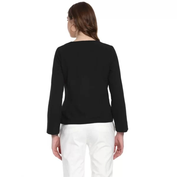 Women's Polyester Diagonal Cut Long Sleeves Blazer (Black)