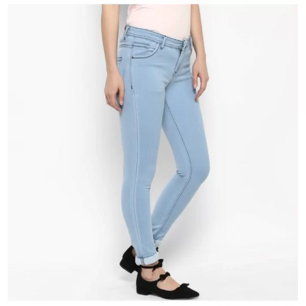 Generic Women's Denim Distressed Buttoned Jeans (Blue)