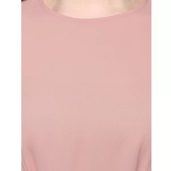Women's Polyester Solid Long Sleeves Regular Top (Pink)