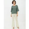 Women's Polyester Printed 3-4th Sleeves Top (Green)