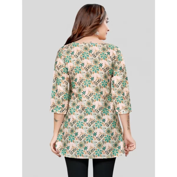 Women's Cotton Blend Round Neck 3/4 Sleeves Short Top (Multicolor)