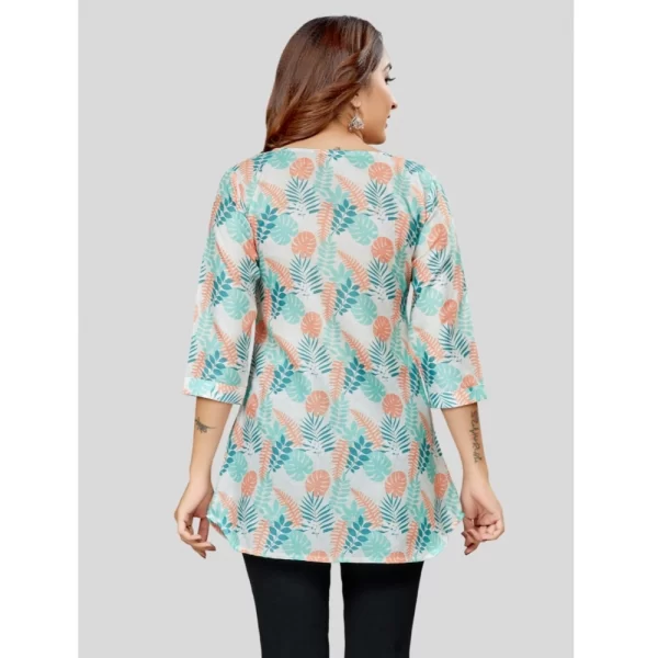 Women's Cotton Blend Round Neck 3/4 Sleeves Short Top (Cream)