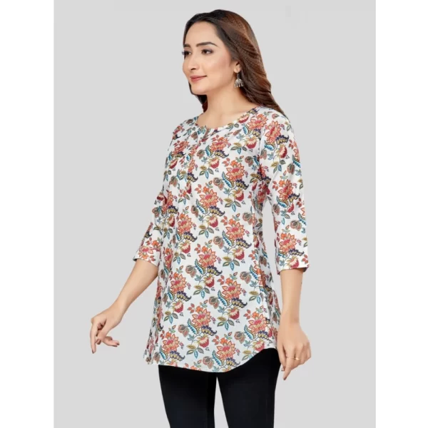 Women's Cotton Blend Round Neck 3/4 Sleeves Short Top (Multicolor)