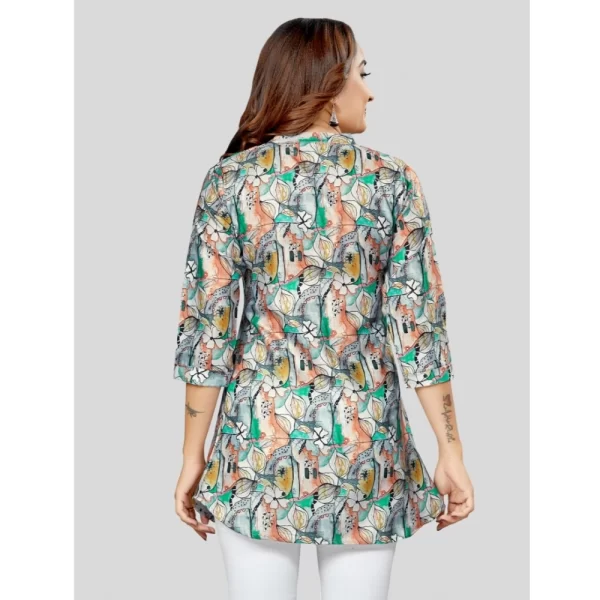 Women's Cotton Blend Mandarin Collar 3/4 Sleeves Short Top (Grey)