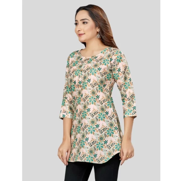 Women's Cotton Blend Round Neck 3/4 Sleeves Short Top (Multicolor)
